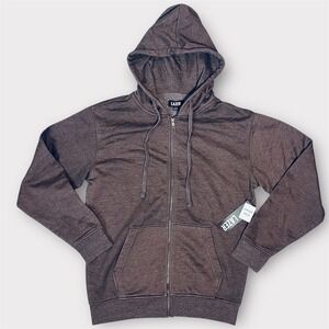 NWT Macy's LAZER Brown Vintage Wash Hoodie Fleece Full‎ Zip Sweatshirt Mens S